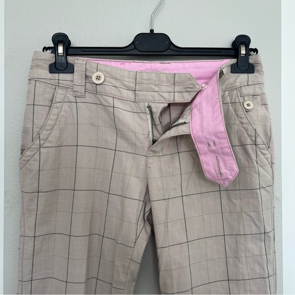 Vintage Y2K Low Rise Plaid Flare Trousers Pants - Tan Beige - Size 5 / Small - Picture 7 of 11